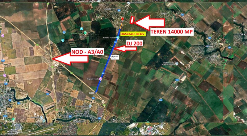 Dascalu, teren intravilan 14000 mp, 35 m deschidere.