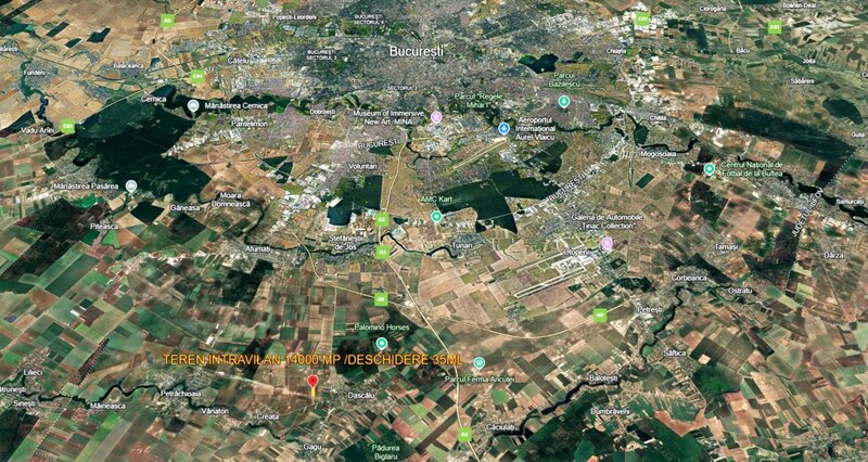 Dascalu, teren intravilan 14000 mp, 35 m deschidere.
